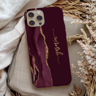 Case-Mate iPhone Case Signature personnalisée Bourgogne Agate dorée