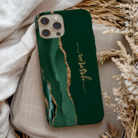 Signature personnalisée Émeraude Vert Agate Or