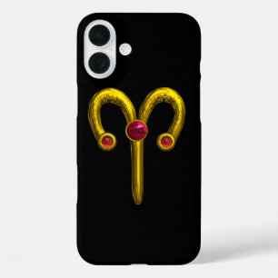 Coques iPhone 16 Plus SIGNE D'OR ZODIAC ARIES, Rouge Ruby Noir