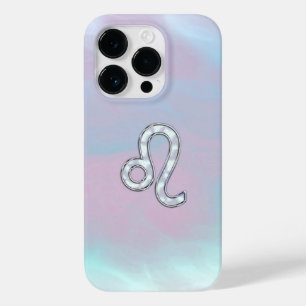 Coque Pour iPhone 14 Pro Signe du zodiaque Lion sur style Nacre Pastels