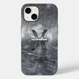 Coque Pour iPhone 14 Signe du zodiaque Poissons en style acier grunge