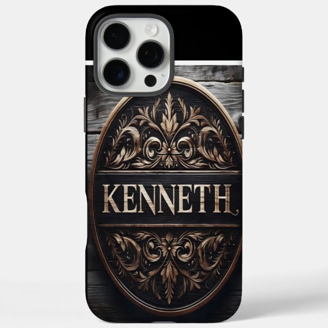 Coques Case-Mate iPhone Signe en bois sculpté avec Kenneth (Verso)