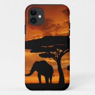 Etui iPhone Case-Mate Silhouette africaine d'éléphant d'arbre de baobab