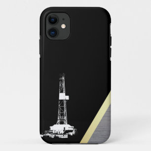 Coques Pour iPhone Silhouette blanche de plate-forme de forage sur le