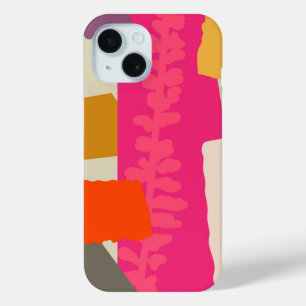 Coque Pour iPhone 15 Silhouette botanique moderne Blocs de couleurs art