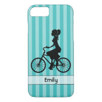 Silhouette cycliste pour fille rétro