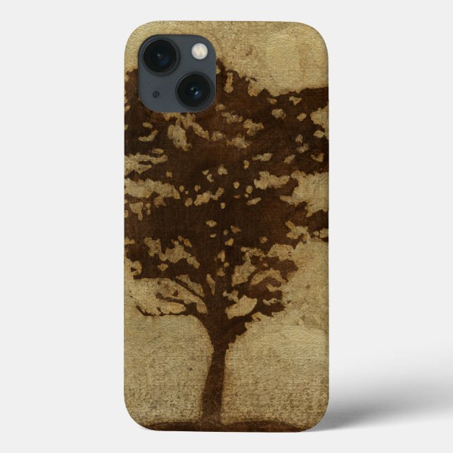 Coques Case-Mate iPhone Silhouette d'arbre sur Arrière - plan de bronze (Verso)
