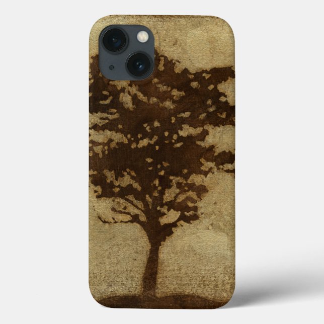 Coques Case-Mate iPhone Silhouette d'arbre sur l'arrière - plan en bronze (Verso)
