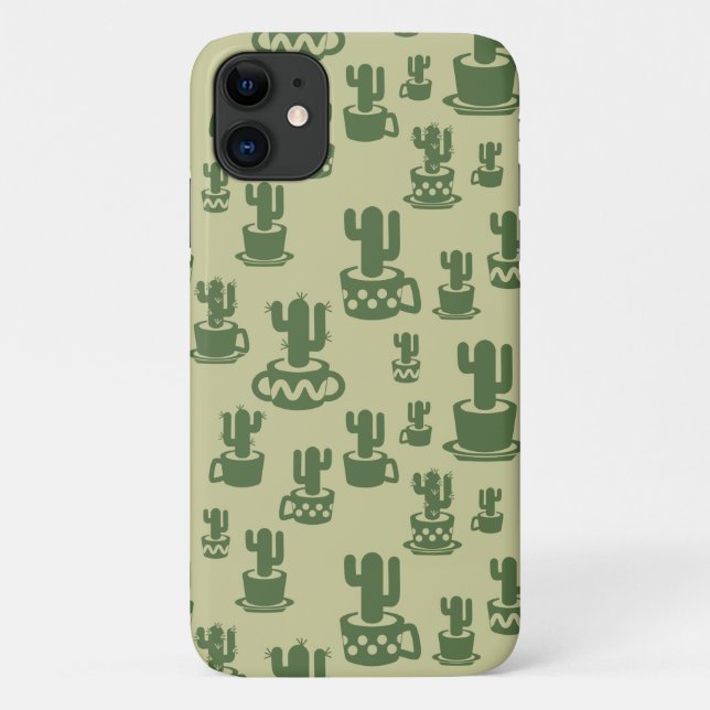 Coques Case-Mate iPhone Silhouette de cactus succulent en tasses et pots (Dos)