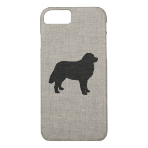 Coque iPhone 8/7 Silhouette de Chien de Montagne Bernois Style lin