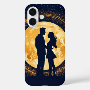 Coque Pour iPhone 16 Silhouette de couple romantique nuit au clair de l