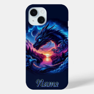 Coque Pour iPhone 15 Silhouette de dragon contre un coucher de soleil v