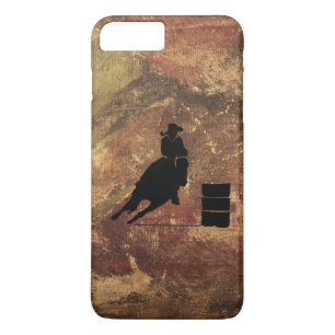 Coque iPhone 7 Plus Silhouette de la fillette de course de baril sur u