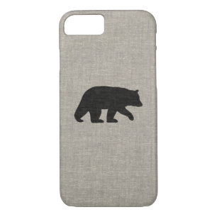 Etui iPhone Case-Mate Silhouette de l'ours noir Faux Linen Burlap Style