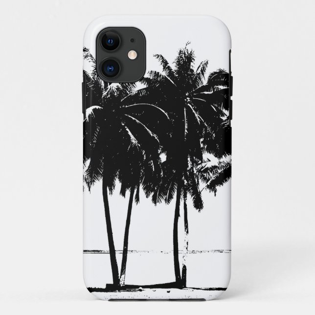 Coques Case-Mate iPhone Silhouette de palmiers blancs noirs (Dos)