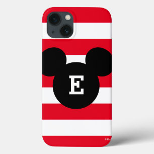 Etui iPhone 13 Silhouette de tête de Mickey à motif rayé   Monogr