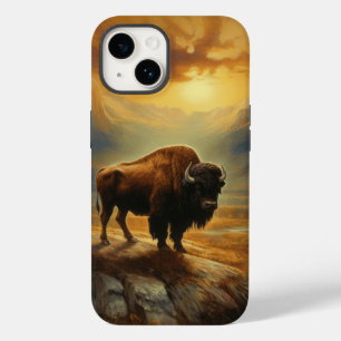Coque Pour iPhone 14 Silhouette du coucher de soleil de bison de buffle