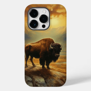 Coque Pour iPhone 14 Pro Silhouette du coucher de soleil de bison de buffle