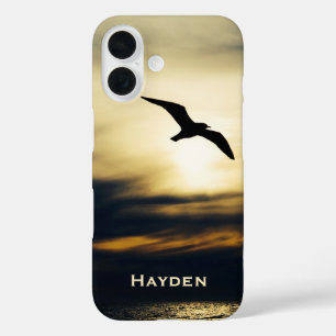 Coque Pour iPhone 16 Silhouette Flying Bird Sunset Personnalisé