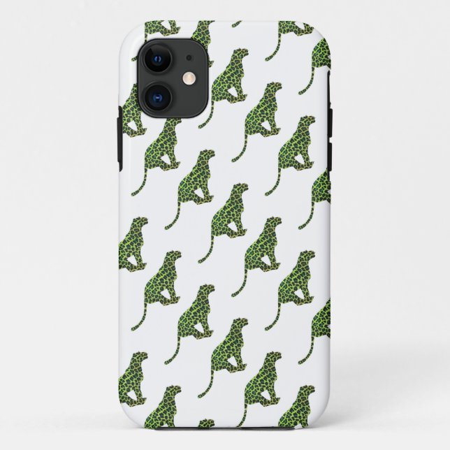 Coques Case-Mate iPhone Silhouette léopard noir et vert (Dos)