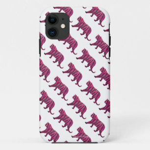 Coque iPhone 11 Silhouette Tiger rose et noir