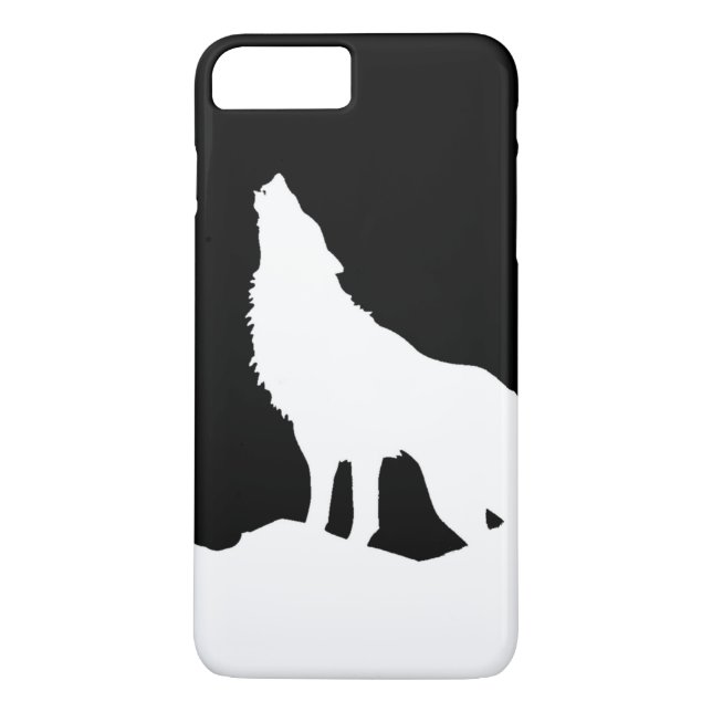 Coques Case-Mate iPhone Silhouette Wolf Howf noir et blanc (Dos)