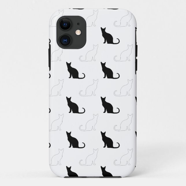 Coques Case-Mate iPhone Silhouettes de chats noirs et blancs (Dos)