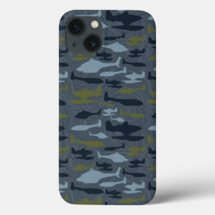 Etui iPhone 13 Silhouettes des plans Motif topographique