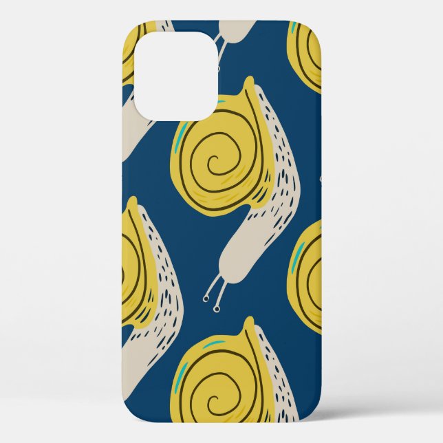 Coques Case-Mate iPhone Silhouettes d'escargots : jaune, motif rose. (Verso)
