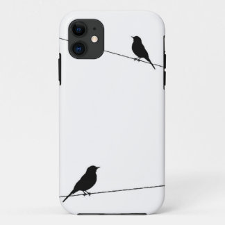 Coque iPhone 11 Silhouettes d'oiseau sur le fil