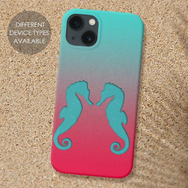 Coques Case-Mate iPhone Silhouettes turquoise du cheval de mer Simple Naut (Créateur téléchargé)