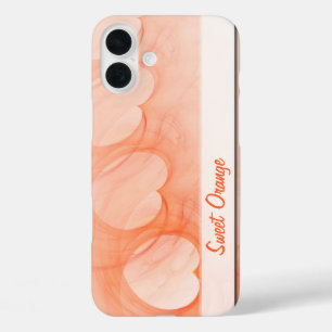 iPhone 16 Plus Case Silky Orange Heart Line Abstrait Art Modèle