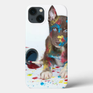Case-Mate iPhone Case Silly Husky Puppy got into Paint Buckets