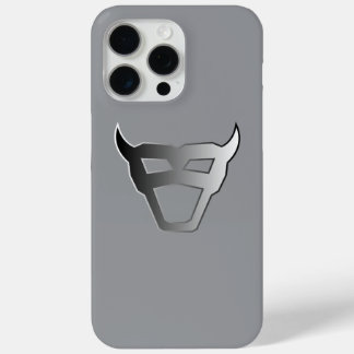 Coque iPhone 15 Pro Max Silver Geometric Bull Chrome Look logo