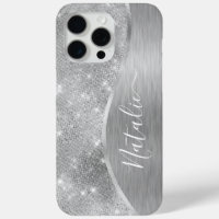 Silver Glitter Glam Bling Personalized