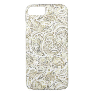 Etui iPhone Case-Mate Silver & Gold Floral Paisley sur Arrière - plan bl