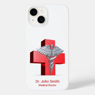 Coque Pour iPhone 14 Silver Médicale 3D Caduceus Croix Rouge
