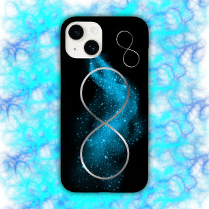 Coque Pour iPhone 14 Silver & Turquoise Minimal  