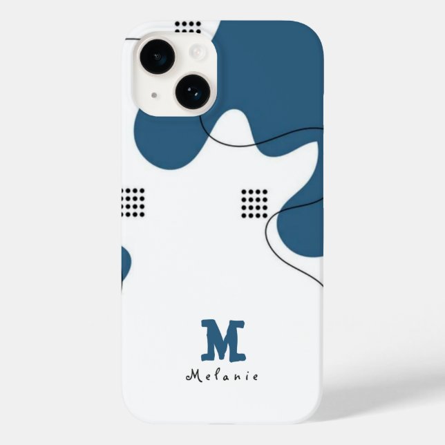 Coques Case-Mate iPhone Simple blue white Abstract minimal art Monogram  (Verso)