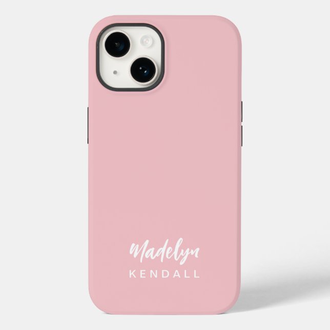 Coques Case-Mate iPhone Simple Design Moderne Nom de script Solid Rose (Verso)