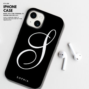 Coque Pour iPhone 14 Simple élégance chic noir et blanc Script