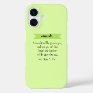 Coque Pour iPhone 16 Simple Lime Vert Demander Dieu Bible Verse Chrétie