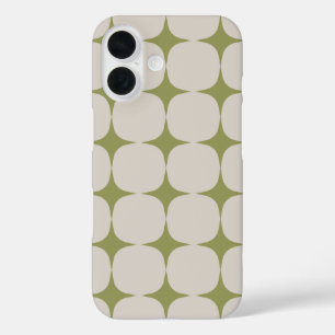 Coque Pour iPhone 16 Simple Mid-Century Moderne Sage Motif vert