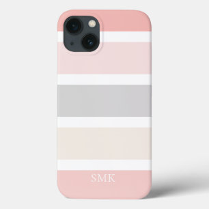 Case-Mate iPhone Case Simple moderne Gris rose rayures de crème Monogram