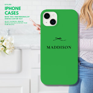 Coque Pour iPhone 14 Plus Simple moderne minimal vert tendance avec Bow noir