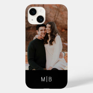 Coque Pour iPhone 14 Simple moderne Monogramme Photo Nom personnalisé