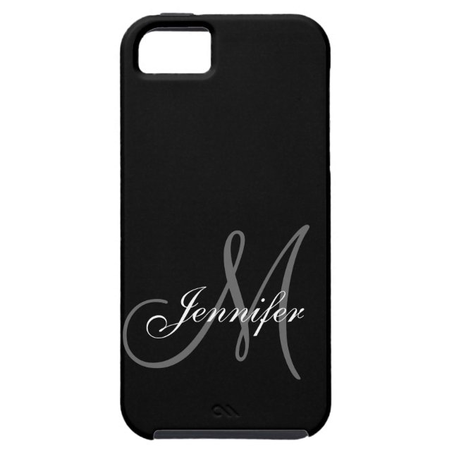 COQUES Case-Mate iPhone SIMPLE, NOIR, GRIS VOTRE MONOGRAMME VOTRE NOM (Dos)