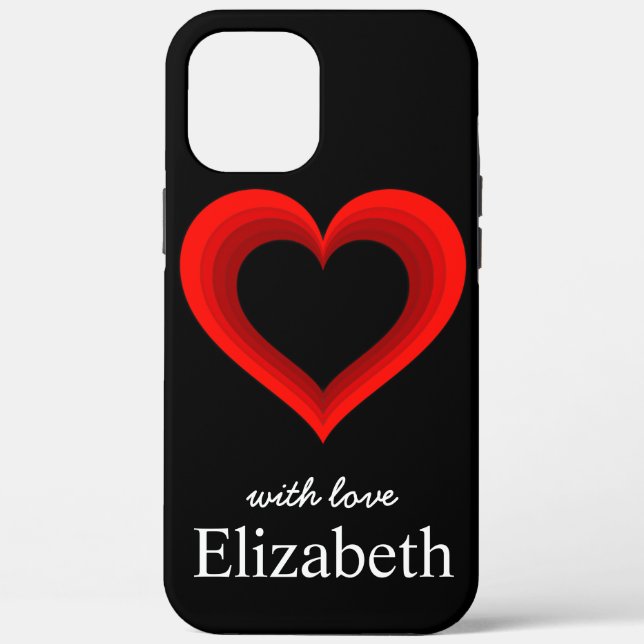 Coques Case-Mate iPhone Simple personnalisation Black Red Heart Coque-Mate (Verso)