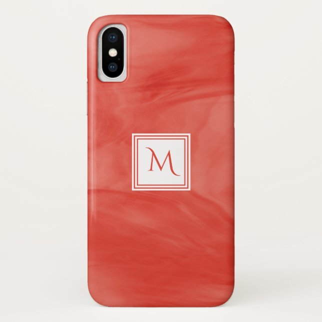 Coques Case-Mate iPhone Simple rouge orange subtil marbre moderne Monogram (Dos)