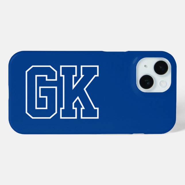 Coques Case-Mate iPhone Simples Initiales de Monogramme de Collège Blanc (Verso (horizontal))